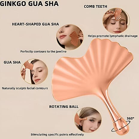 Pack of 2 &ndash; Ginkgo Leaf Gua Sha Face & Neck Massage Tool