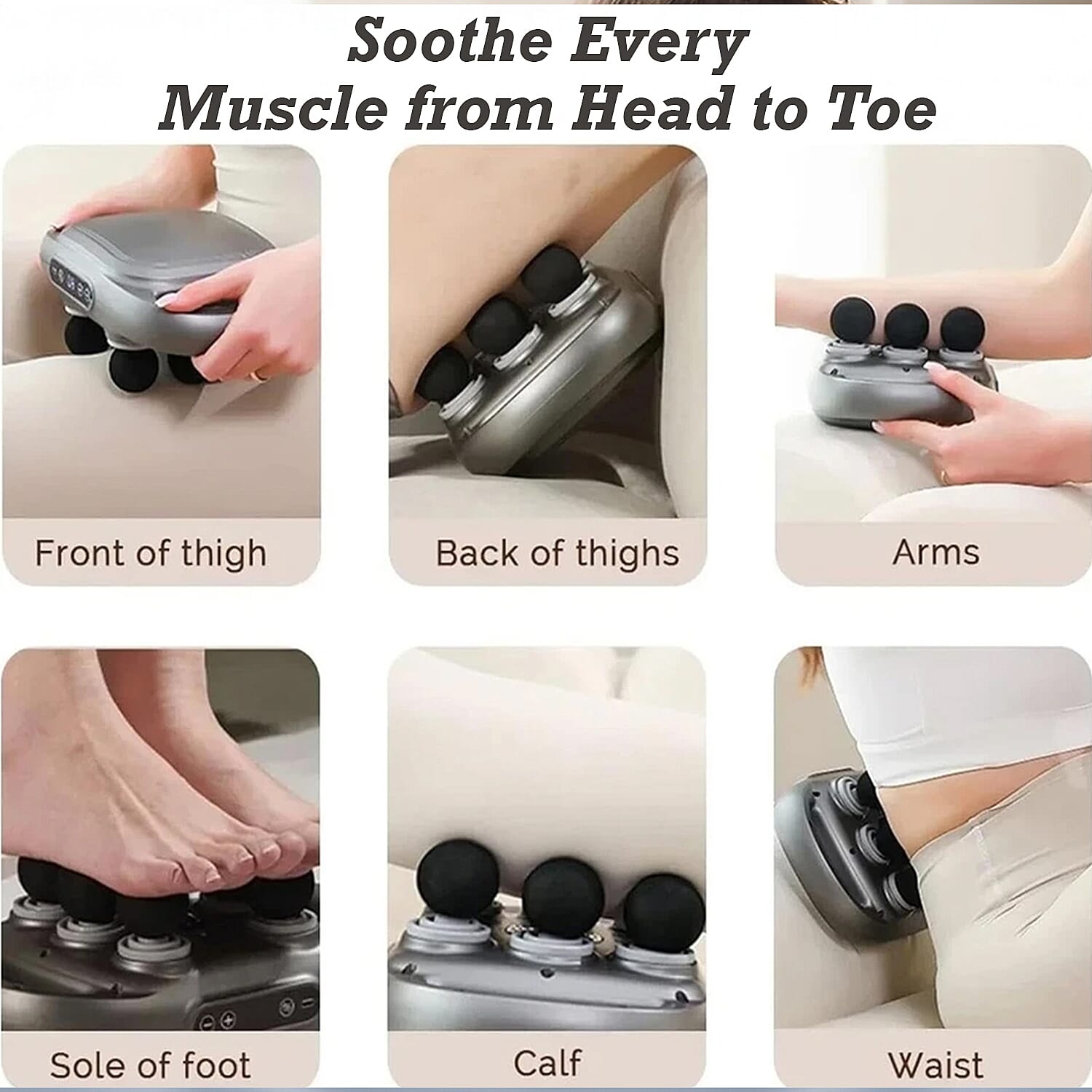 Soulsmart Massager Duo &ndash; Velvet USB Heated Foot Massager (10W) with Professional 6-Head Massager (2000mAh)