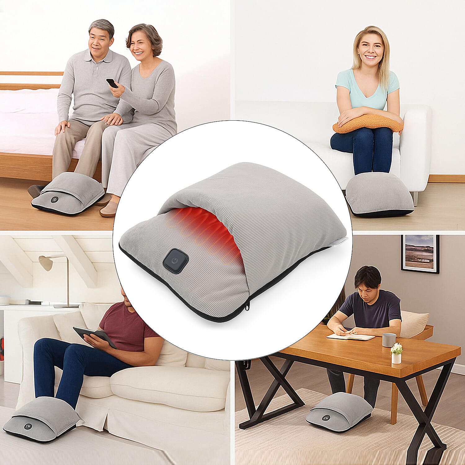 Soulsmart Massager Duo &ndash; Velvet USB Heated Foot Massager (10W) with Professional 6-Head Massager (2000mAh)