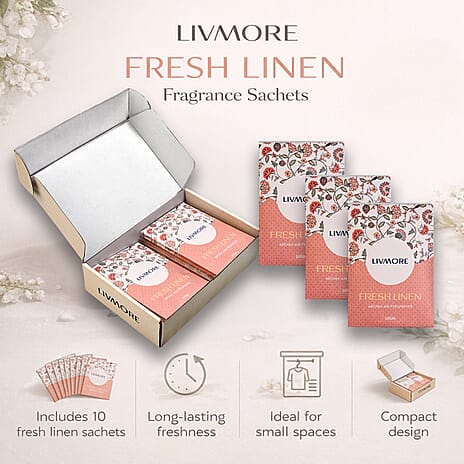 Pack of 20 Livmore Scented Sachets &ndash; Fresh Linen & Oudh & Sandalwood (20g Each)
