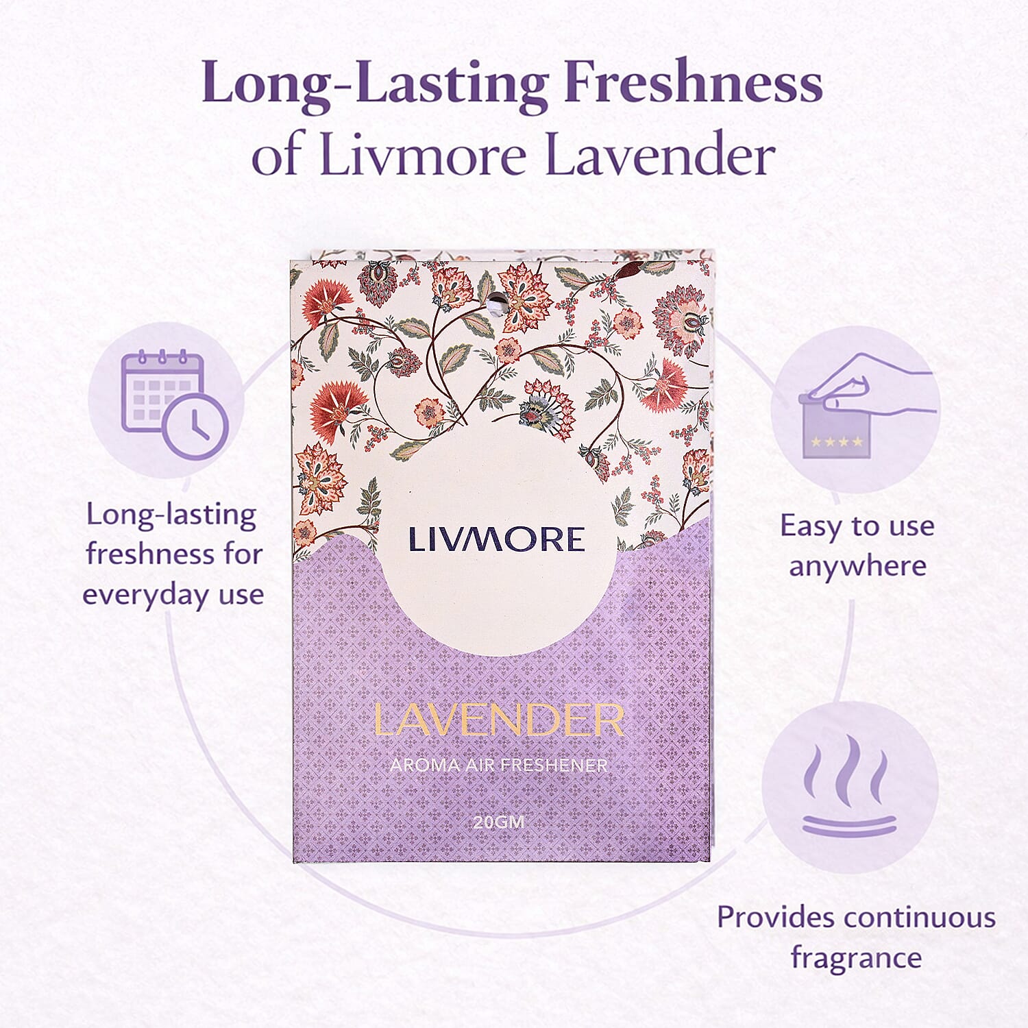 Pack of 20 Livmore Scented Sachets &ndash; Amber & Oudh - Lavender (20g Each)