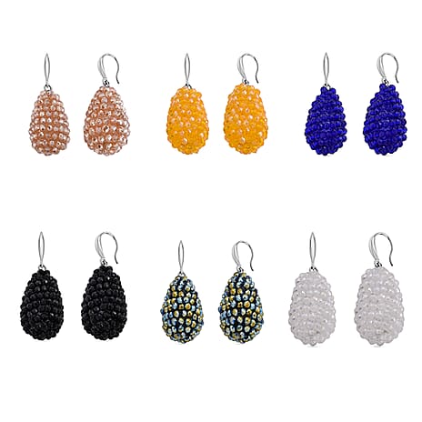 Set of 6 Assorted Crystal Dangling Earrings &ndash; Multi Colour.