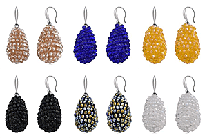 Set of 6 Assorted Crystal Dangling Earrings &ndash; Multi Colour.