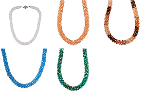 Set of 5 Crystal Necklaces with Austrian Crystal Embellished Magnetic Clasp &ndash; Assorted Colours