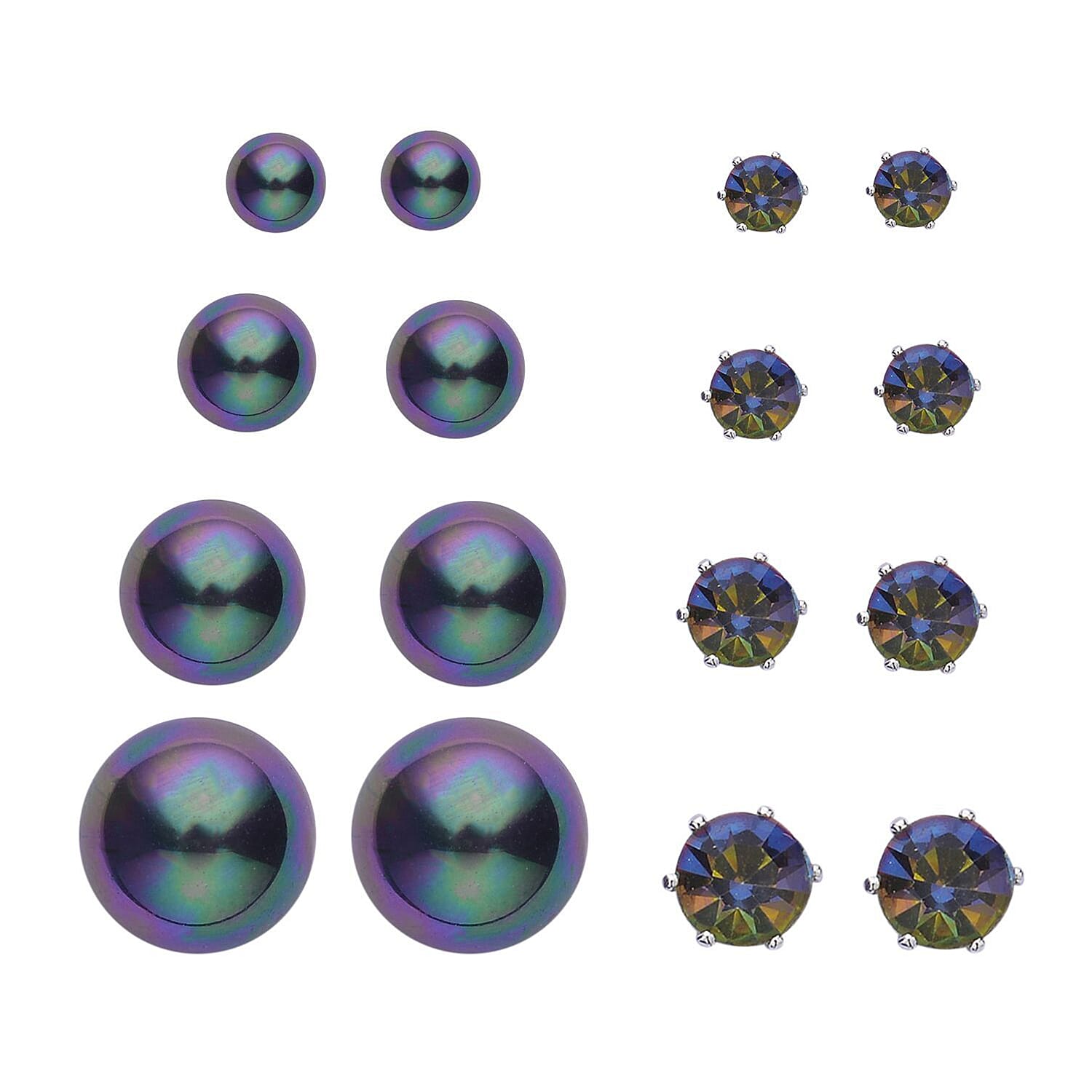 Set of 4 &ndash; 9 Piece Shell Pearl & Crystal Jewellery Sets with Tennis Bracelet (Size 8 - 1.5 Ext) 52.50 Ct.