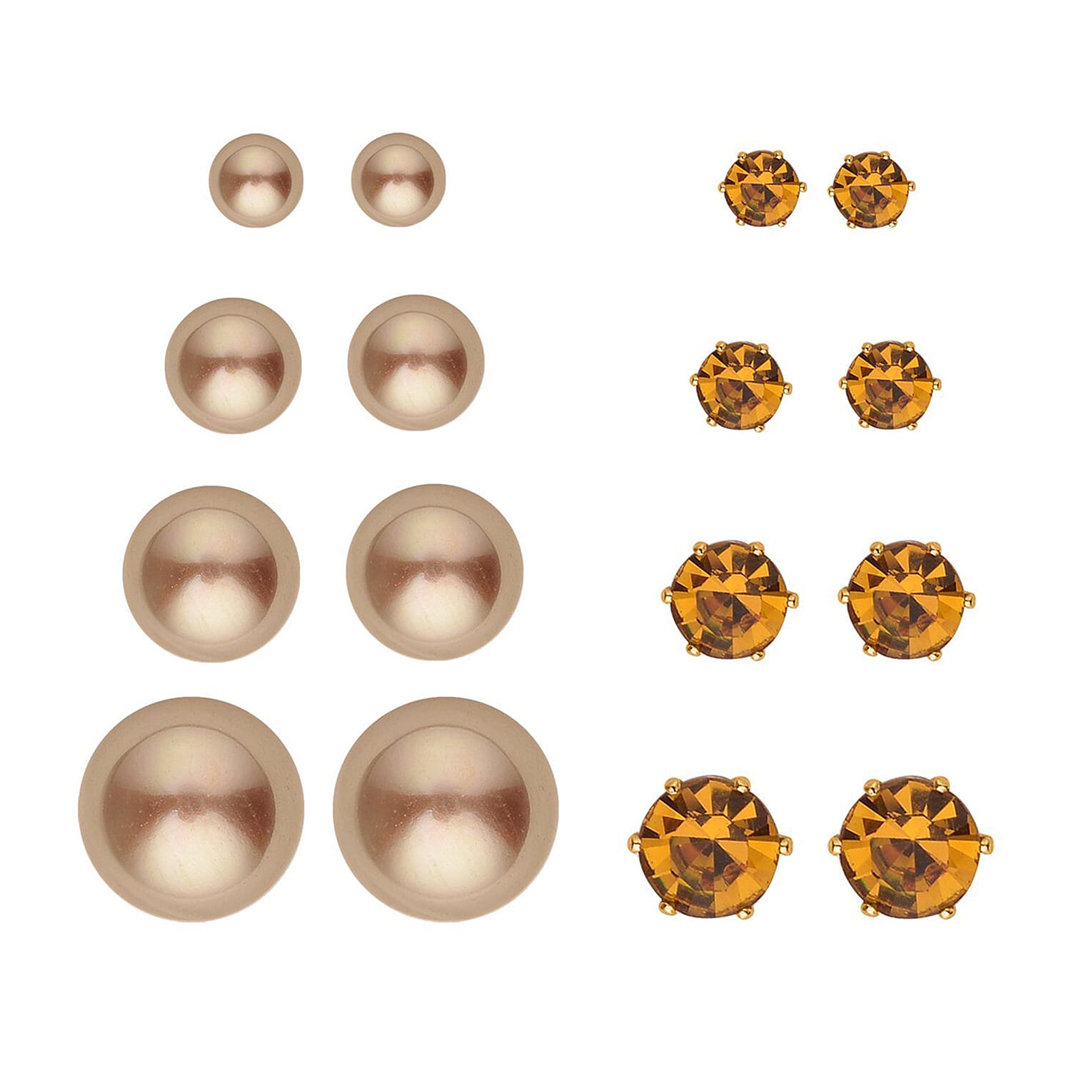 Set of 4 &ndash; 9 Piece Shell Pearl & Crystal Jewellery Sets with Tennis Bracelet (Size 8 - 1.5 Ext) 52.50 Ct.