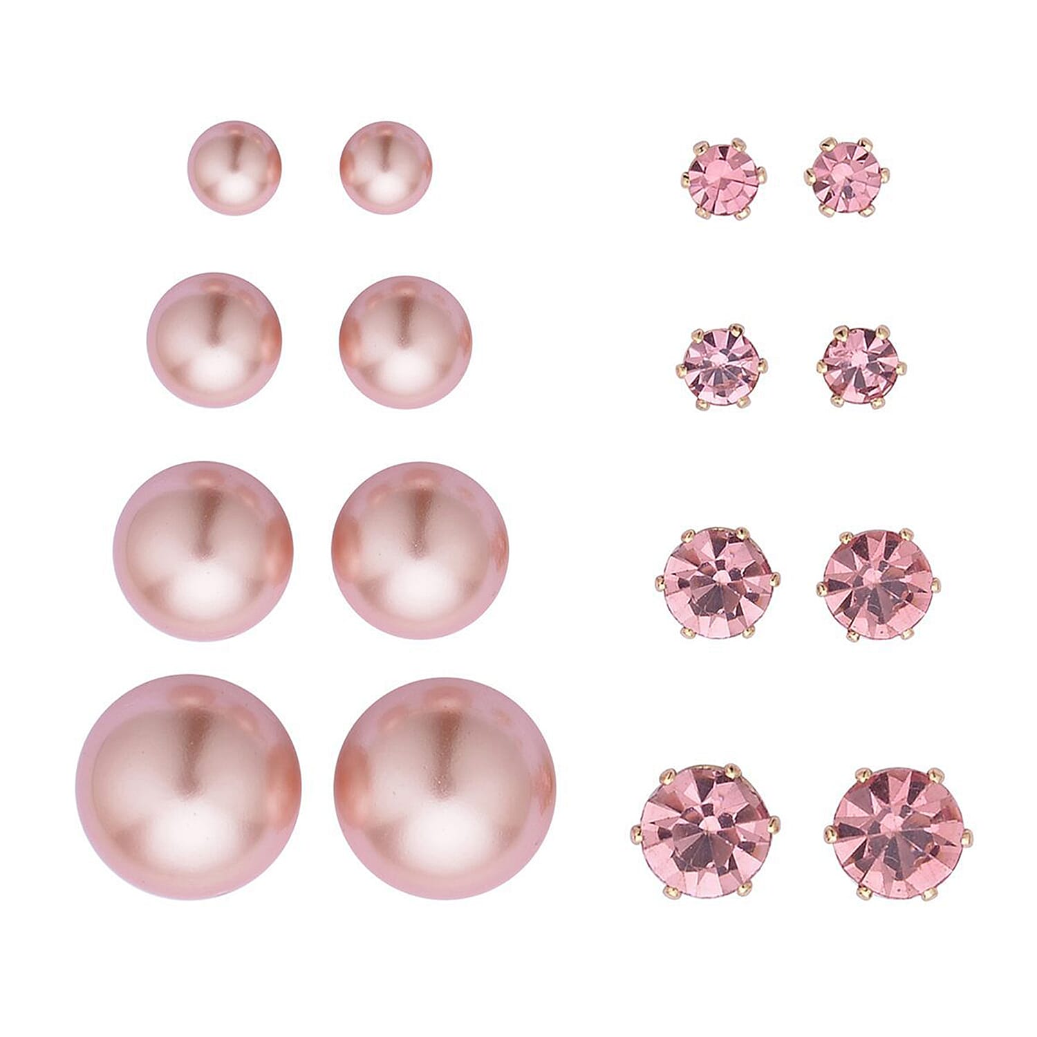 Set of 4 &ndash; 9 Piece Shell Pearl & Crystal Jewellery Sets with Tennis Bracelet (Size 8 - 1.5 Ext) 52.50 Ct.