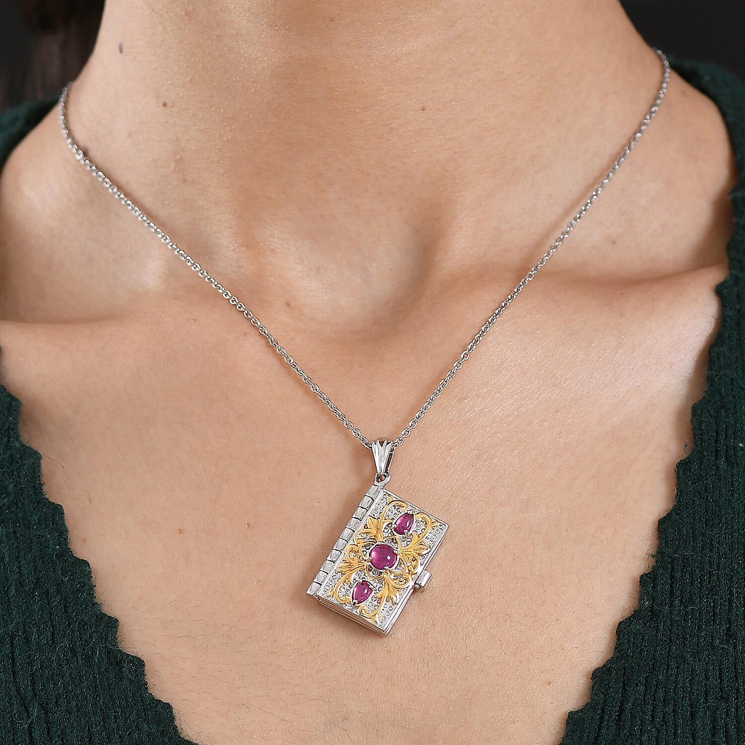 Set of 2 EverTrue Bible Pendants with Chain (Size 20) &ndash; African Ruby & Ethiopian Opal