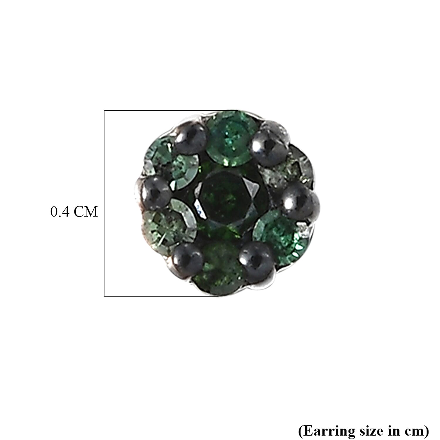 Set of 3 D'Joy Natural Diamond Stud Earrings with Push Back in Sterling Silver &ndash; Champagne, Green & Multi-Colour Diamonds.