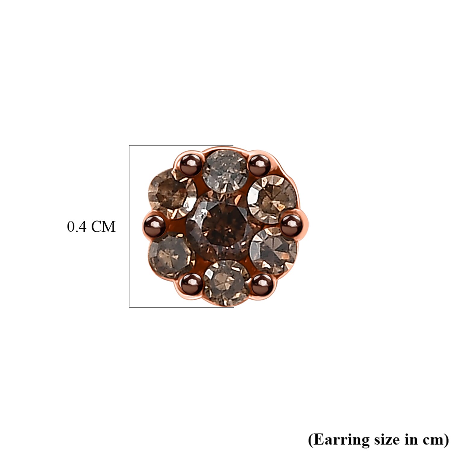 Set of 3 D'Joy Natural Diamond Stud Earrings with Push Back in Sterling Silver &ndash; Champagne, Green & Multi-Colour Diamonds.