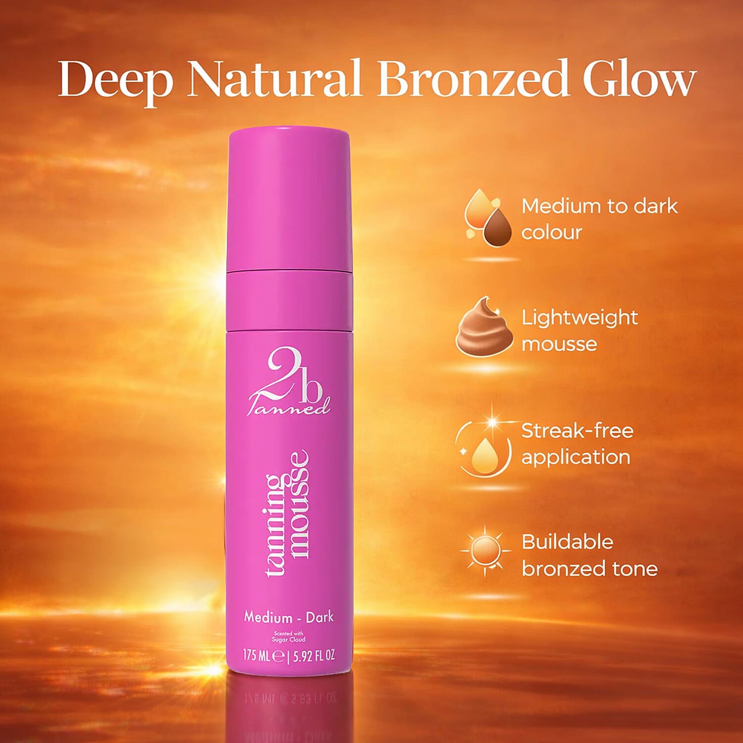 Set of 2 2bTanned Self Tanning Mousse &ndash; Light to Medium & Medium to Dark (175ml Each).