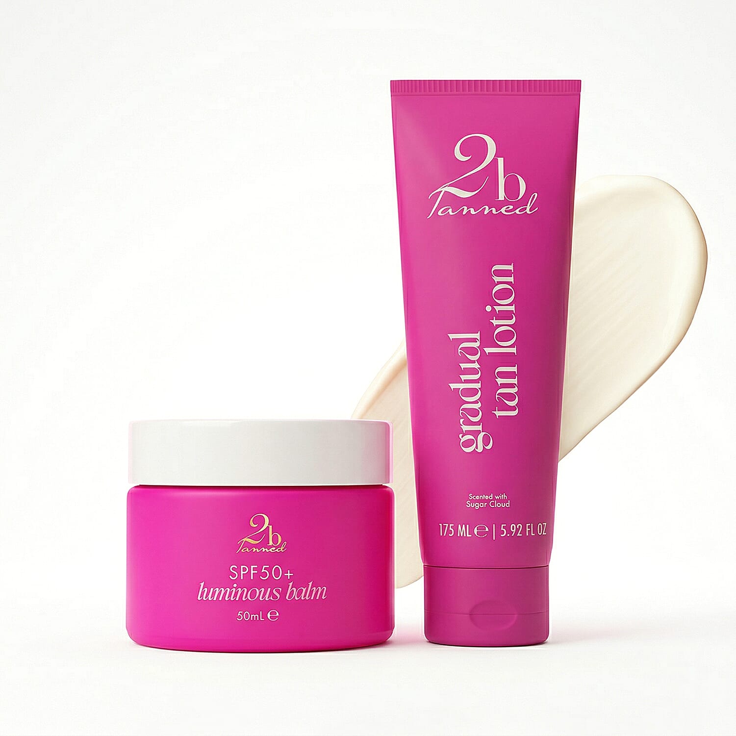 Set of 2 2bTanned SPF50 Luminous Balm (50ml) & Gradual Tanning Lotion (175ml).