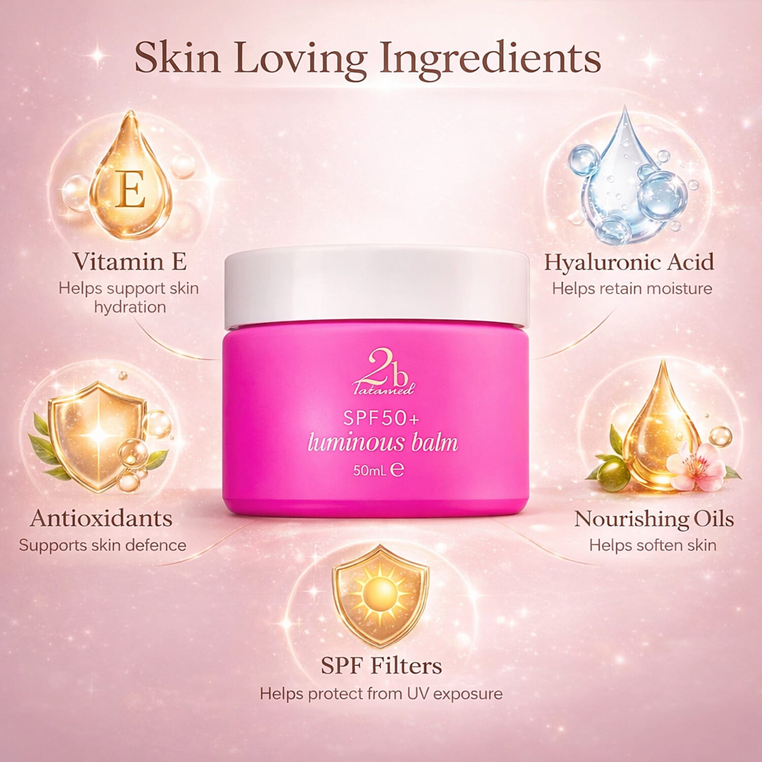 Set of 2 2bTanned SPF50 Luminous Balm (50ml) & Gradual Tanning Lotion (175ml).