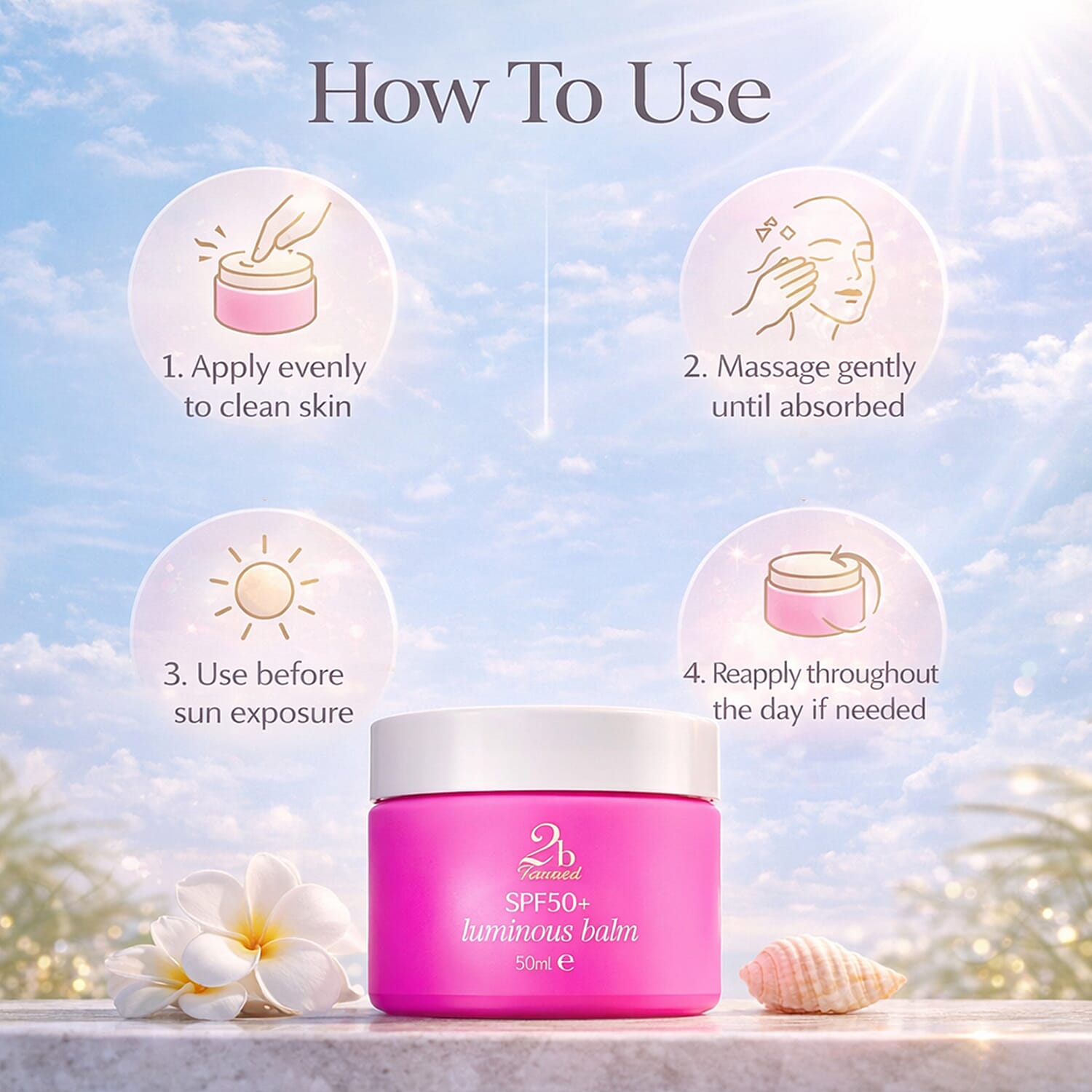 Set of 2 2bTanned SPF50 Luminous Balm (50ml) & Gradual Tanning Lotion (175ml).