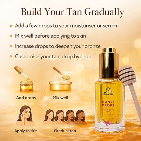Set of 2 2bTanned Honey Drops for Self Tanning (50ml) & Gradual Tanning Lotion (175ml).