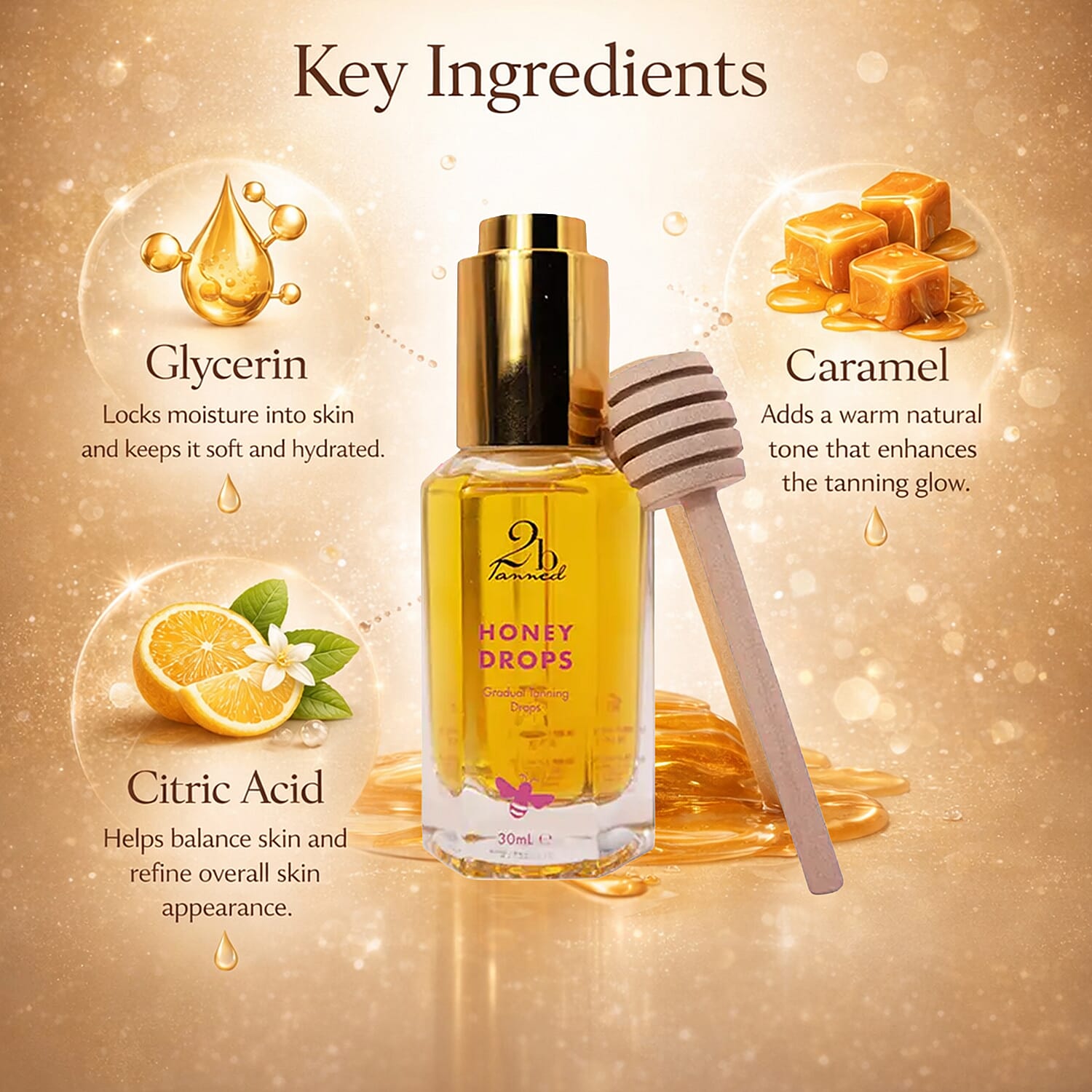 Set of 2 2bTanned Honey Drops for Self Tanning (50ml) & Gradual Tanning Lotion (175ml).
