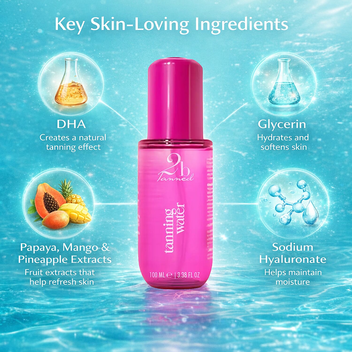 Set of 2 2bTanned SPF50 Glow (50ml) & Self Tanning Water (100ml).