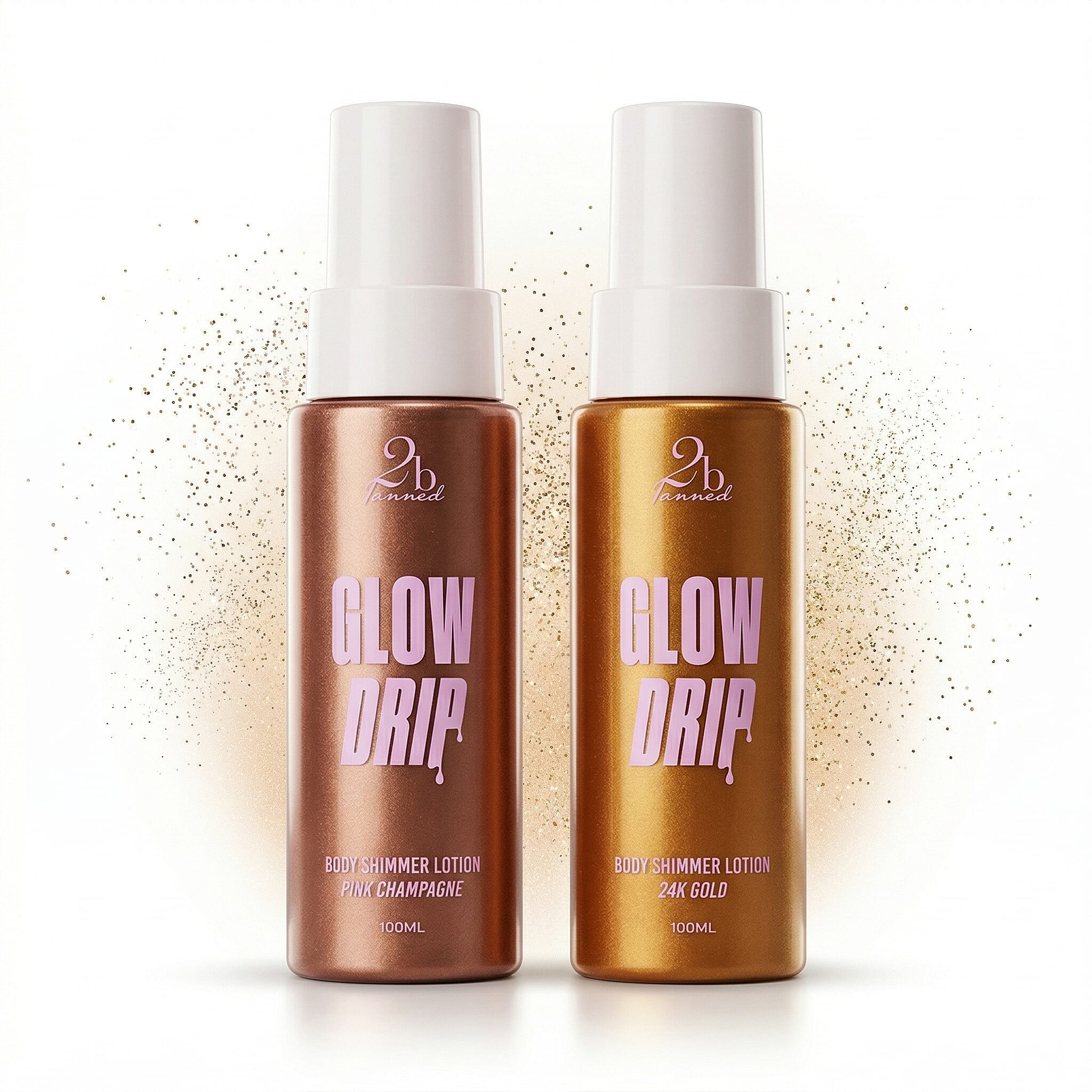 Set of 2 2bTanned Glow Drip &ndash; 24K Gold & Pink Champagne (100ml Each).