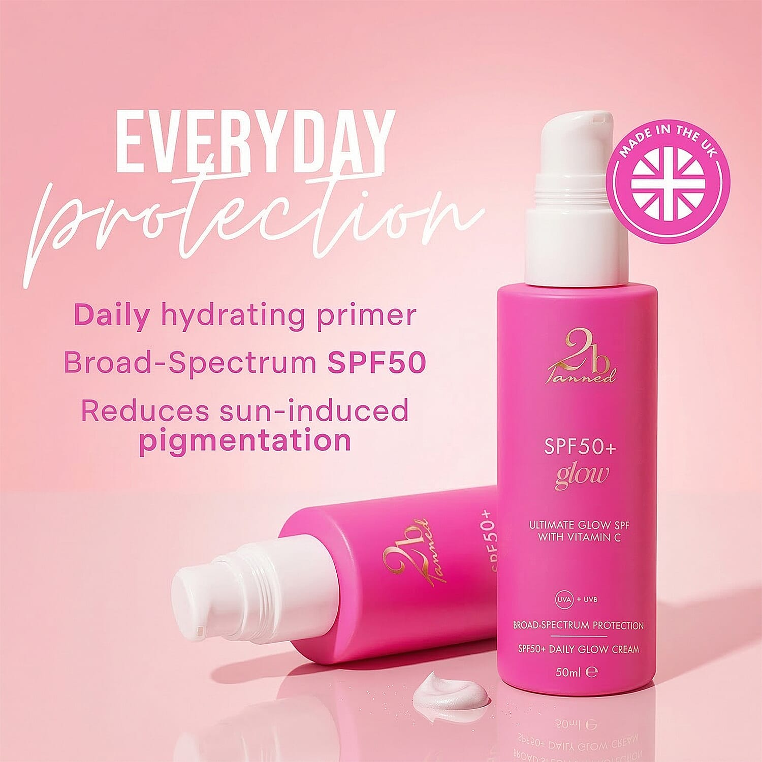 Set of 2 2bTanned SPF50 Glow (50ml) & Gradual Tanning Lotion (175ml).