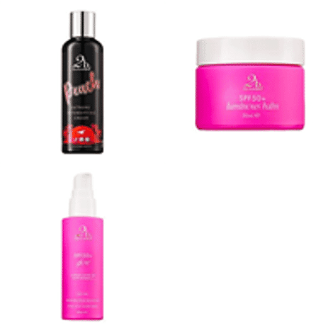 Set of 3 2bTanned &ndash; Extreme Intensifying Cream Peach (200ml), SPF50 Glow (50ml) & SPF50 Luminous Balm (50ml).