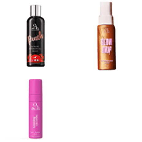 Set of 3 2bTanned &ndash; Self Tanning Mousse Light to Medium (175ml), Glow Drip 24K Gold (100ml) & Extreme Intensifying Cream Peach (200ml).