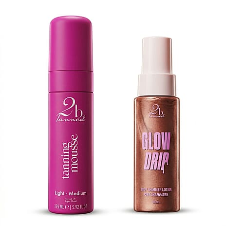 Set of 2 2bTanned &ndash; Self Tanning Mousse Light to Medium (175ml) & Glow Drip Pink Champagne (100ml).