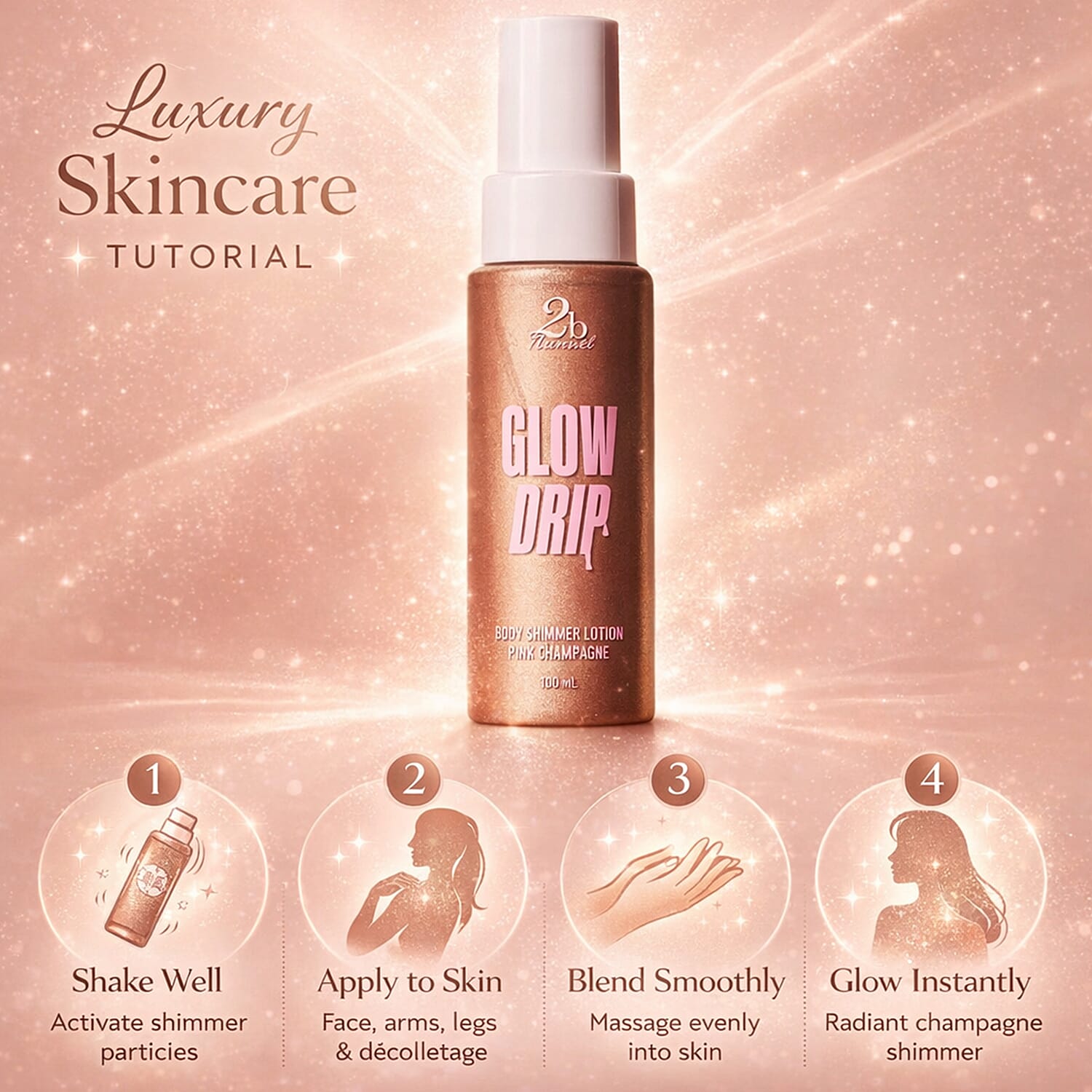 Set of 2 2bTanned &ndash; Self Tanning Mousse Light to Medium (175ml) & Glow Drip Pink Champagne (100ml).