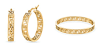 Greek Key Hoop Earring and Bangle (Size- 7.25)