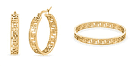 Greek Key Hoop Earring and Bangle (Size- 7.25)
