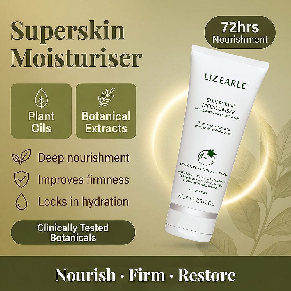 Set of 4- Everyday Glow Kit (Incl. Sukin Hydrating Serum, Liz Earle Moisturiser Superskin & Hot and Cold Therapy Face Mask and Eye Pad Set)