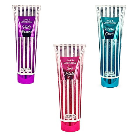 Laurelle Shower Gel Set of 3 (Hot Nights, Ocean Crush & Violet Dreams) 250ml Each