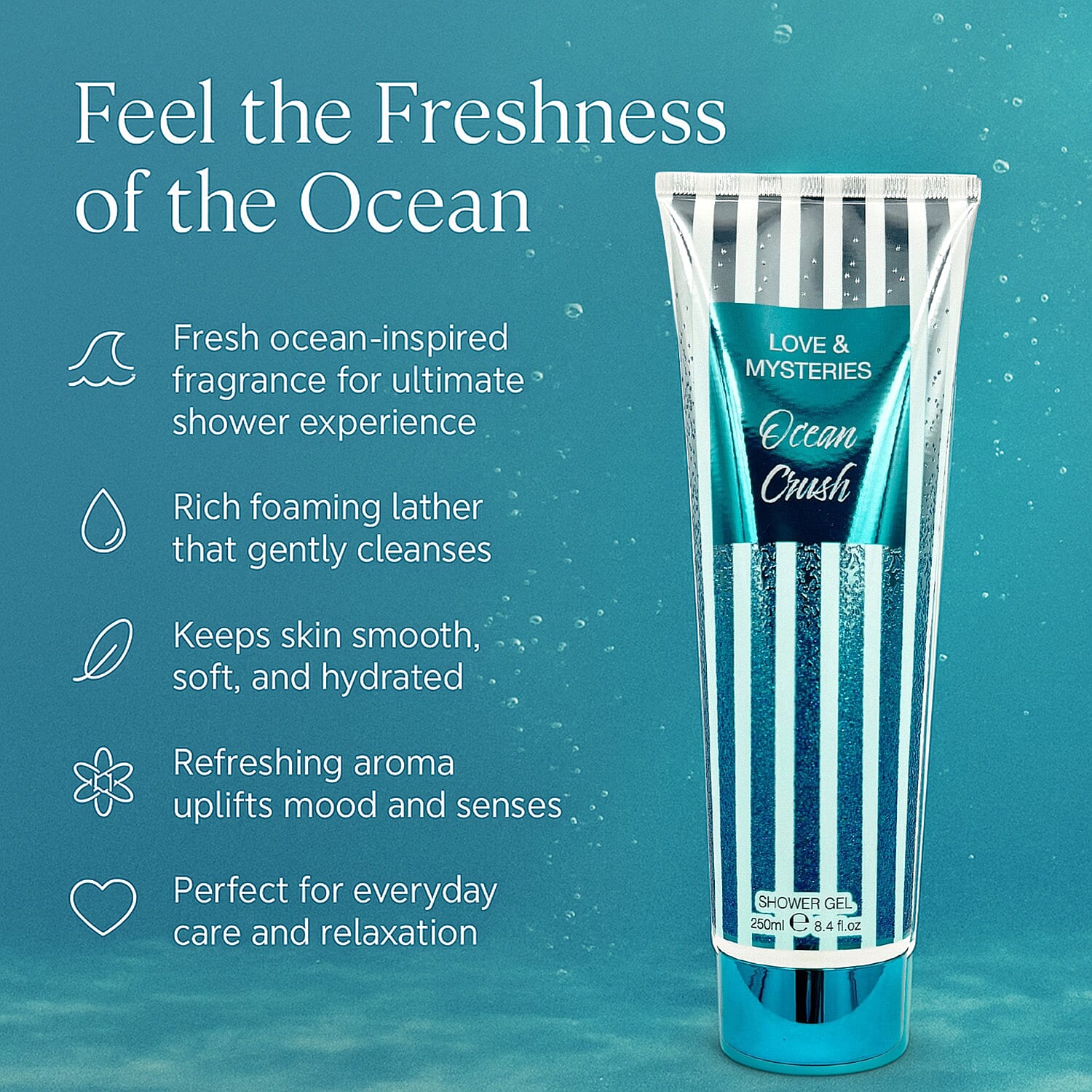Set of 2 Laurelle Ocean Crush & Sweet Romance Shower Gel 250ml (Body Wash | Coconut & Vanilla)