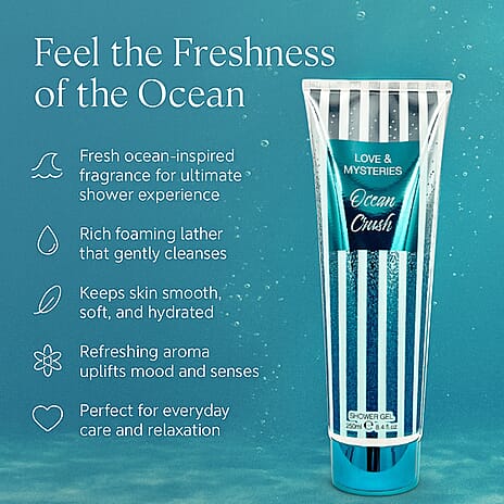 Set of 2 Laurelle Ocean Crush & Sweet Romance Shower Gel 250ml (Body Wash | Coconut & Vanilla)