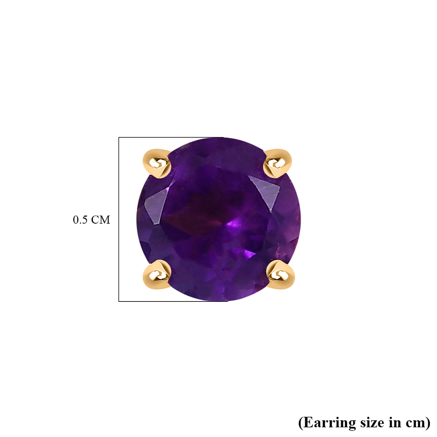 Poke Free Amethyst February Birthstone Solitaire Stud Earrings Bundle in 18K Vermeil Yellow Gold Plated & Rhodium Overlay Sterling Silver