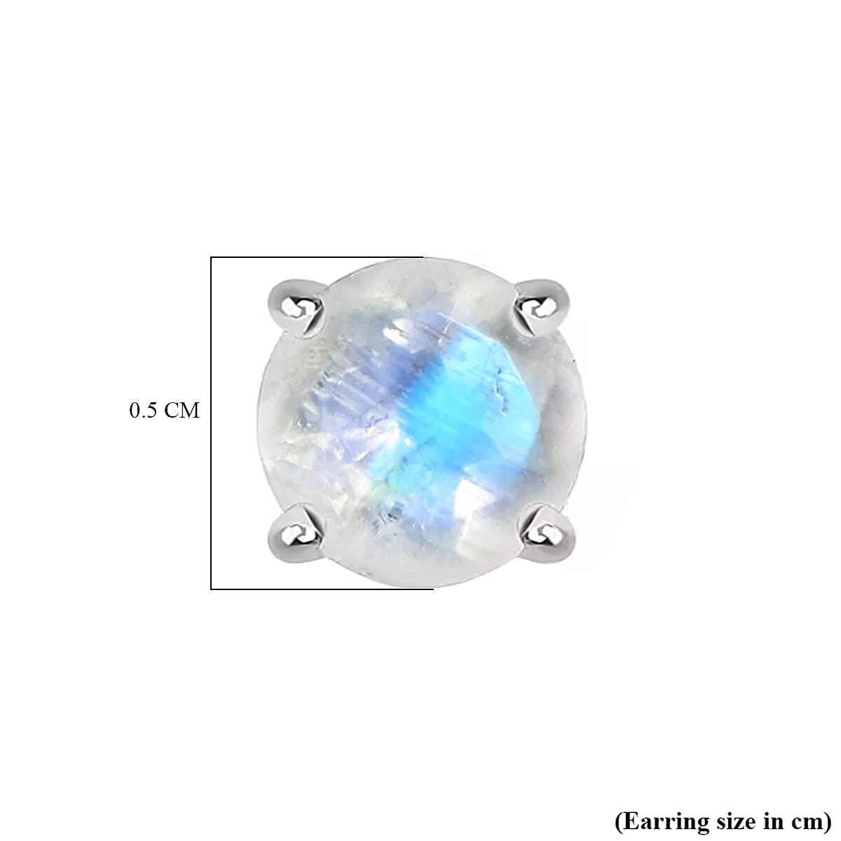 Poke Free Moonstone June Birthstone Solitaire Stud Earrings Bundle in 18K Vermeil Yellow Gold Plated & Rhodium Overlay Sterling Silver