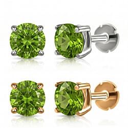 Poke Free Ruby July Birthstone Solitaire Stud Earrings Bundle in 18K Vermeil Yellow Gold Plated & Rhodium Overlay Sterling Silver