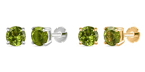 Poke Free Peridot August Birthstone Solitaire Stud Earrings Bundle in 18K Vermeil Yellow Gold Plated & Rhodium Overlay Sterling Silver