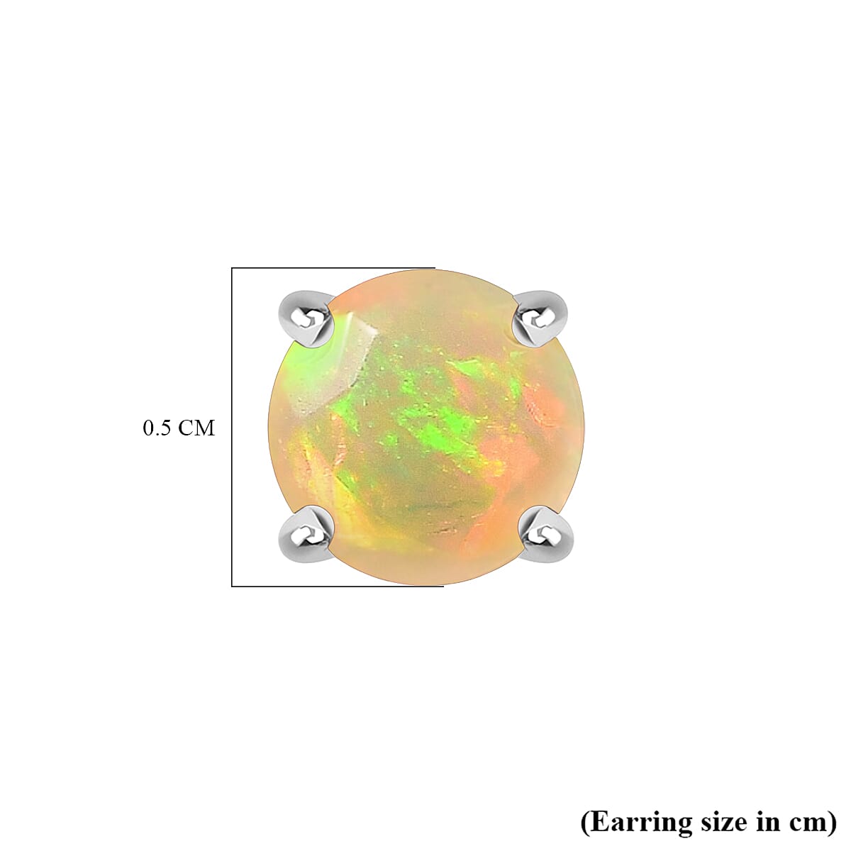 Poke Free Opal October Birthstone Solitaire Stud Earrings Bundle in 18K Vermeil Yellow Gold Plated & Rhodium Overlay Sterling Silver (5mm)