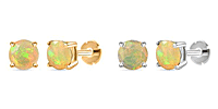 Poke Free Opal October Birthstone Solitaire Stud Earrings Bundle in 18K Vermeil Yellow Gold Plated & Rhodium Overlay Sterling Silver (5mm)