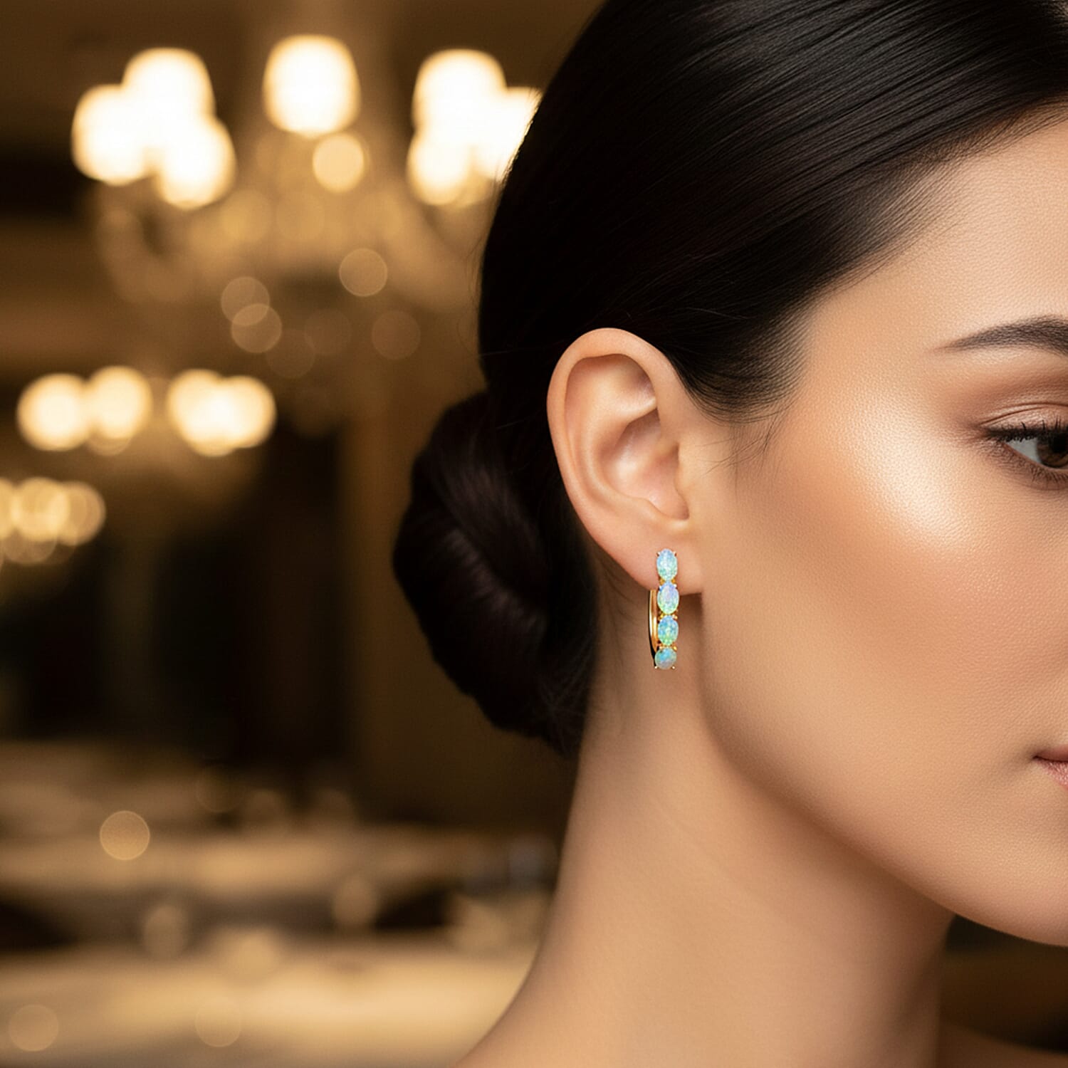 Ethiopian Welo Opal October Birthstone Hoop Earrings Bundle in Platinum Plated & Gold Plated Sterling Silver