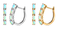 Ethiopian Welo Opal October Birthstone Hoop Earrings Bundle in Platinum Plated & Gold Plated Sterling Silver
