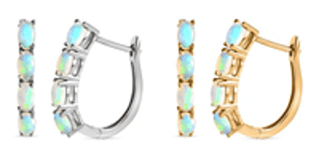 Ethiopian Welo Opal October Birthstone Hoop Earrings Bundle in Platinum Plated & Gold Plated Sterling Silver