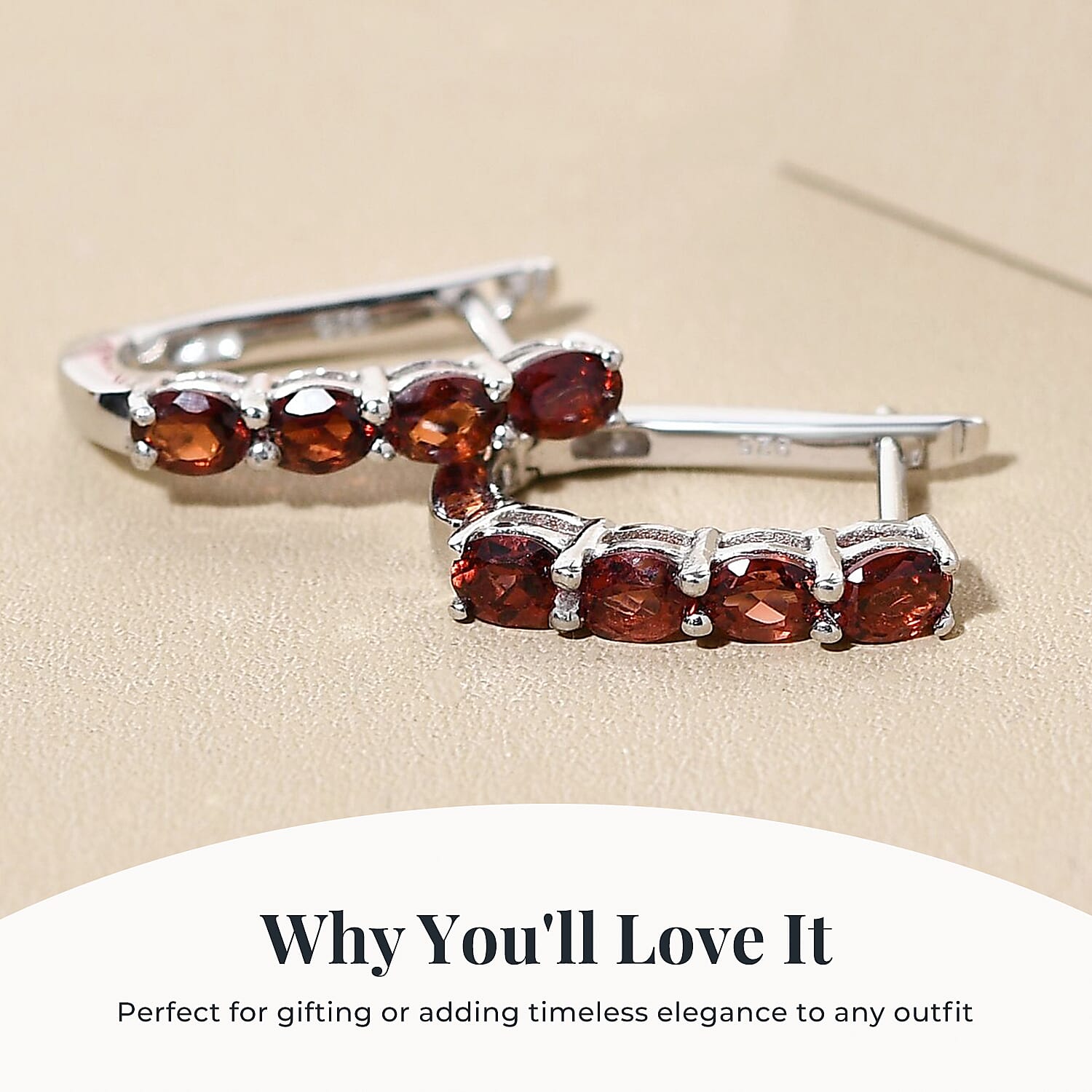 Garnet January Birthstone Hoop Earrings Bundle in Platinum Plated & 18K Vermeil Yellow Gold Sterling Silver