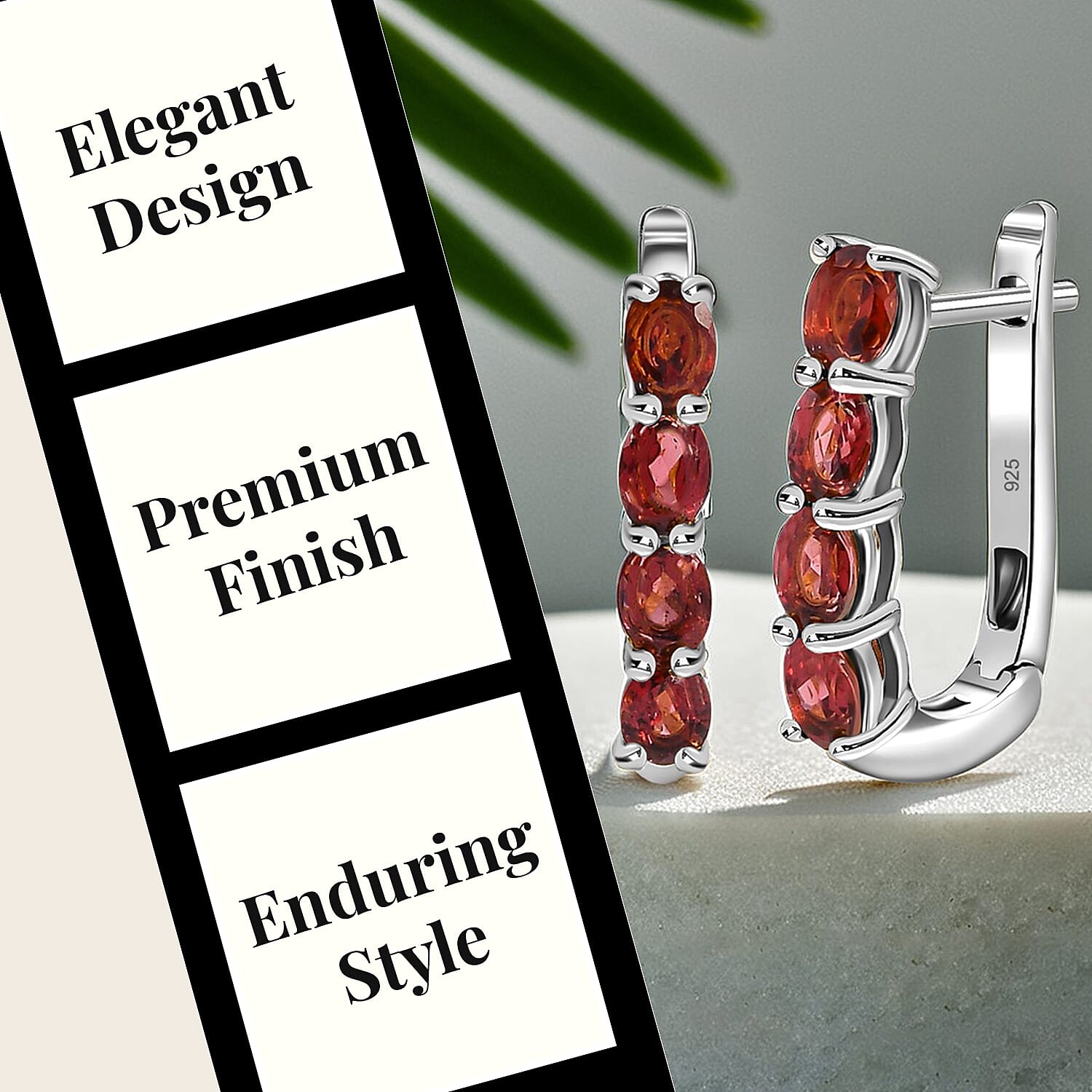 Garnet January Birthstone Hoop Earrings Bundle in Platinum Plated & 18K Vermeil Yellow Gold Sterling Silver