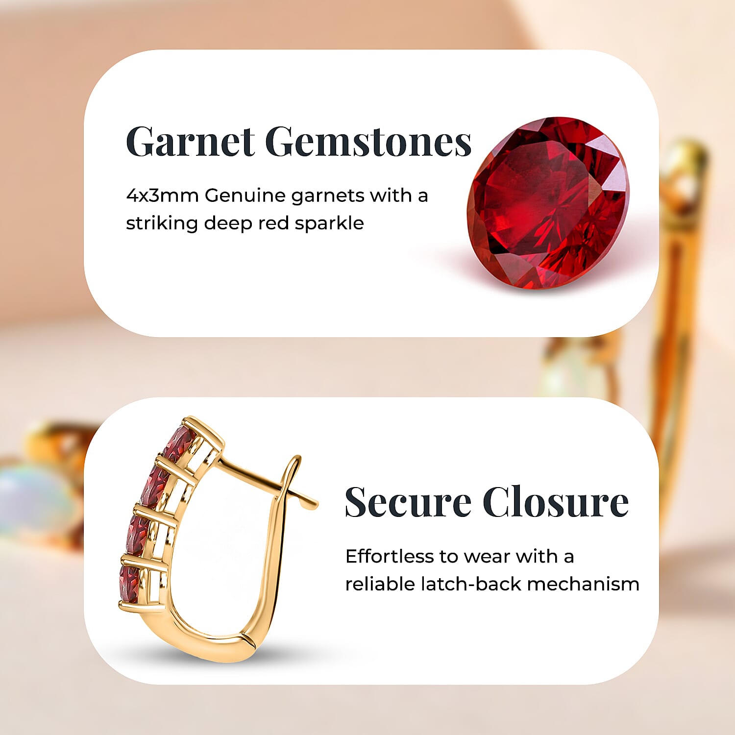 Garnet January Birthstone Hoop Earrings Bundle in Platinum Plated & 18K Vermeil Yellow Gold Sterling Silver
