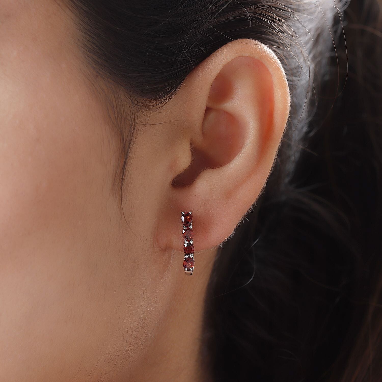 Garnet January Birthstone Hoop Earrings Bundle in Platinum Plated & 18K Vermeil Yellow Gold Sterling Silver
