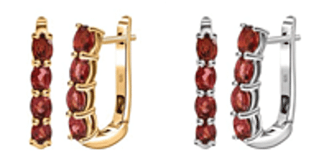Garnet January Birthstone Hoop Earrings Bundle in Platinum Plated & 18K Vermeil Yellow Gold Sterling Silver