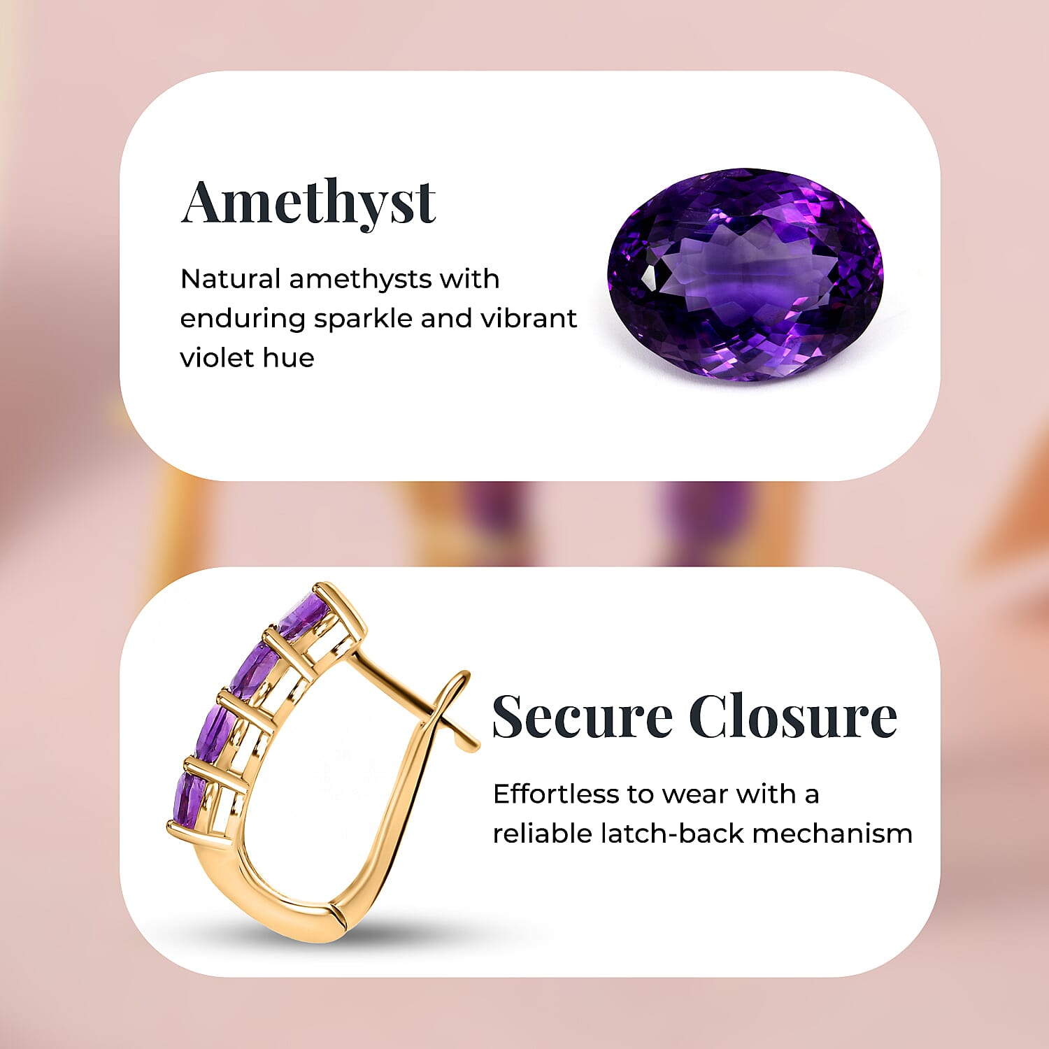 Amethyst February Birthstone Hoop Earrings Bundle in Platinum Plated Sterling Silver