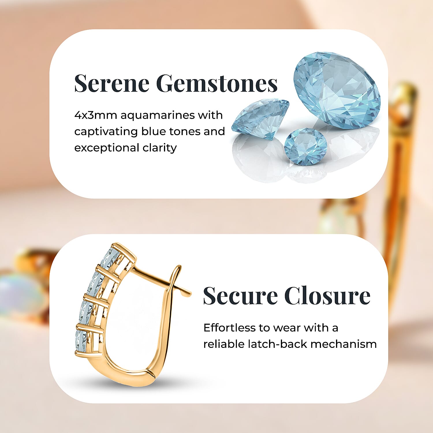 Aquamarine March Birthstone Hoop Earrings Bundle in Platinum Plated & 18K Vermeil Yellow Gold Sterling Silver