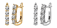 White Topaz Hoop Earrings Bundle in Platinum Plated & 18K Vermeil Yellow Gold Sterling Silver